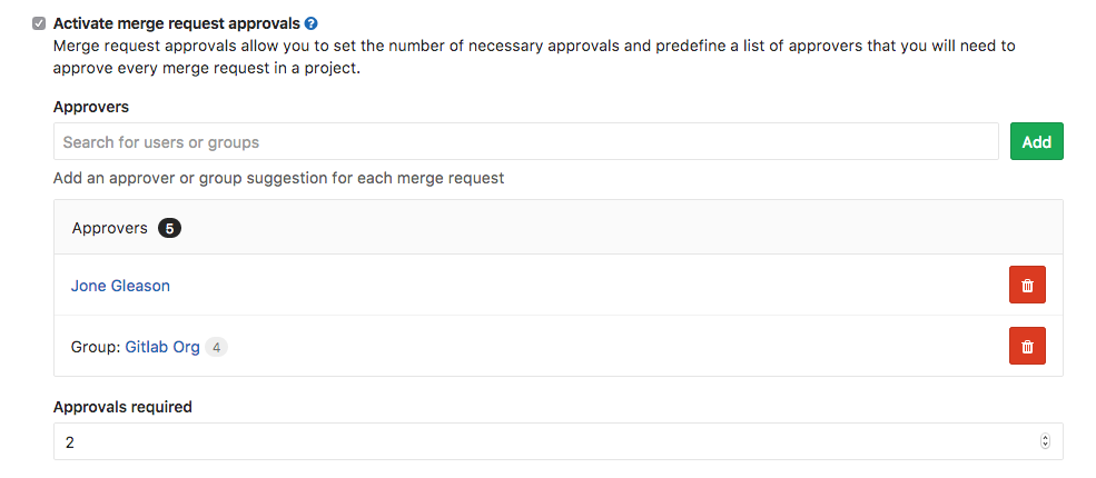Merge Request Approvals in Project Settings